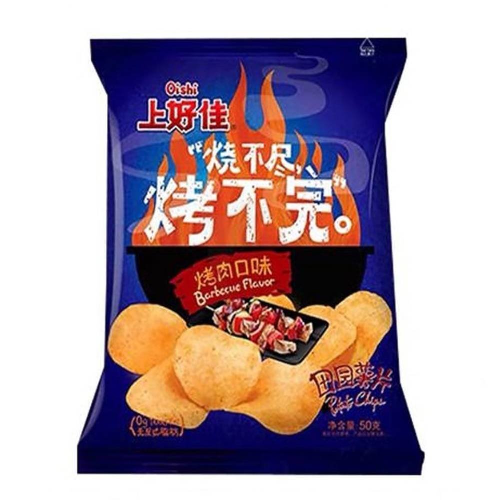 Chipsuri din cartofi, aroma de BBQ, 50g, Oishi