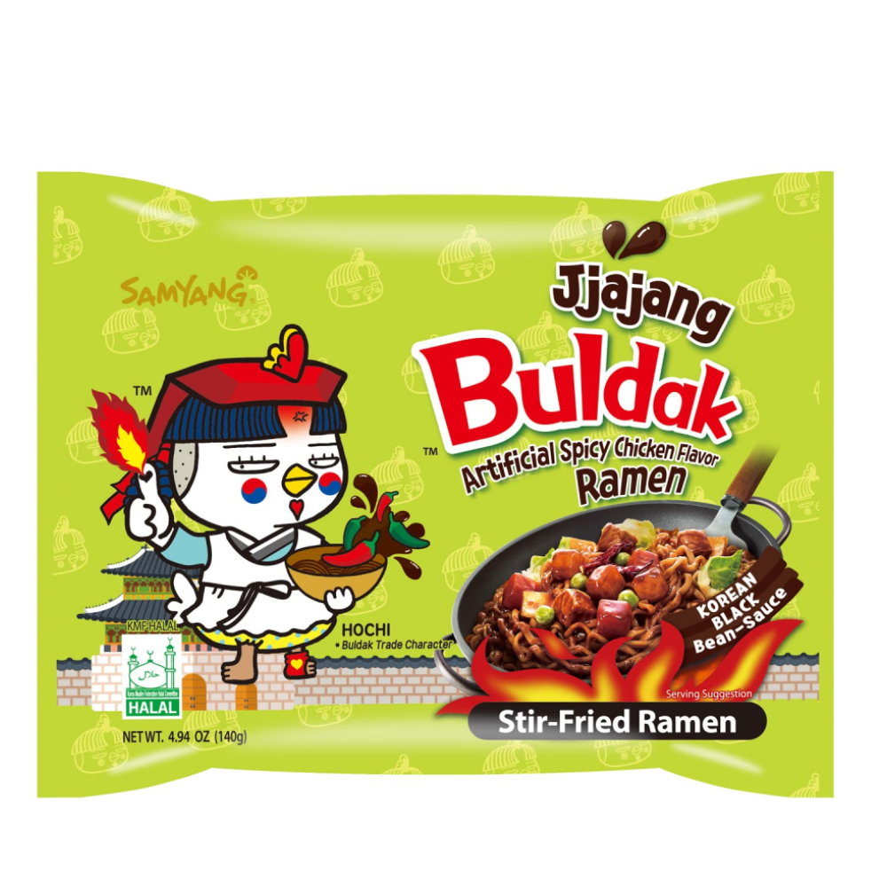 Noodles instant Buldak, Aroma pui si fasole neagra, 140g, Samyang
