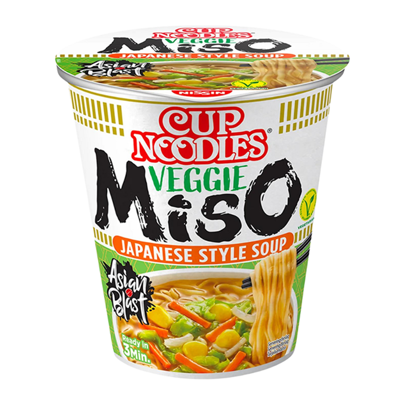 Noodles instant, aroma de Miso cu legume, 67g, Nissin