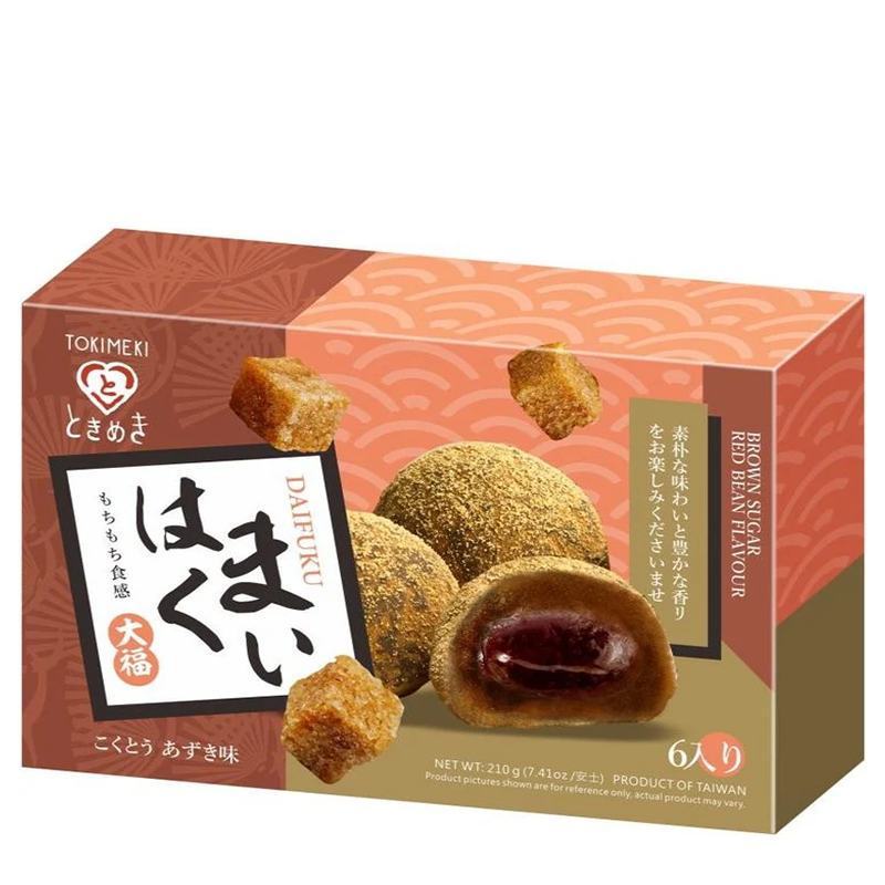 Prajituri Mochi, aroma de zahar brun si fasole rosie, 210g, Tokimeki