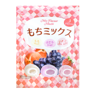 Prajituri Mochi asortate, cu piersica, struguri si capuni, 510g, Tokimeki