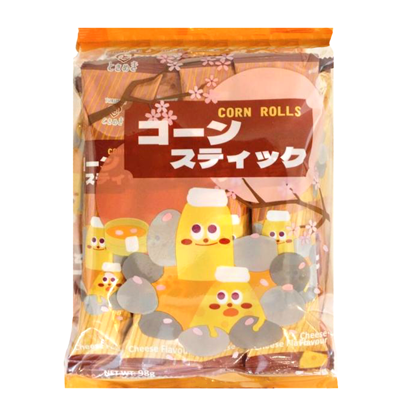 Rulouri de porumb, aroma de branza, 98g, Tokimeki