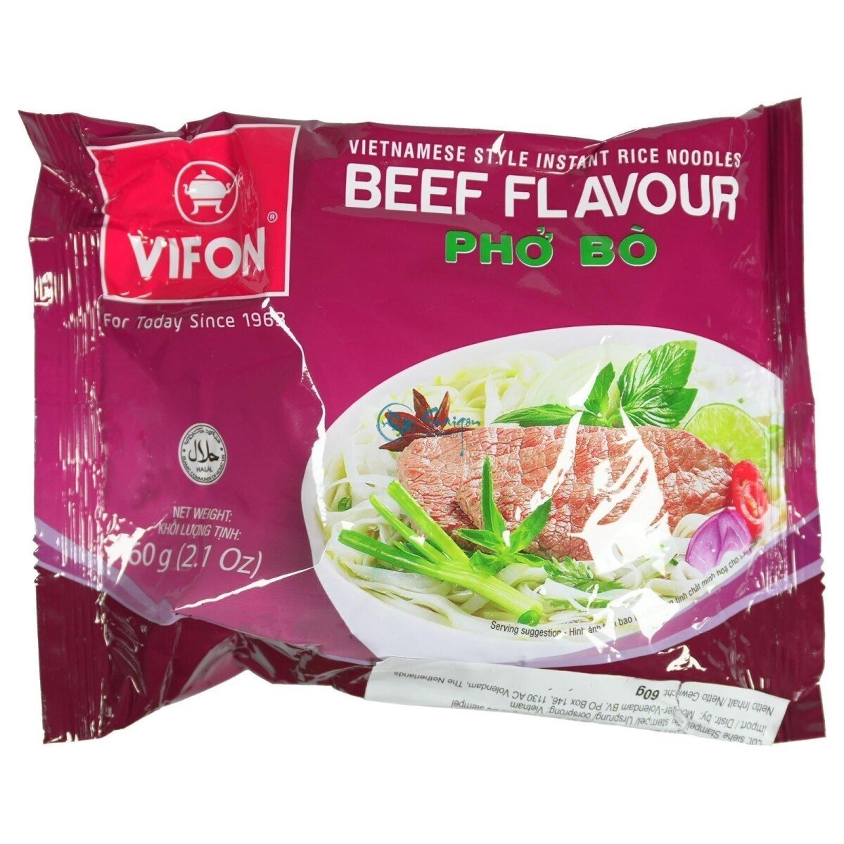 VIFON INSTANT RICE NOODLE BEEF FLAVOR PHO BO 60G